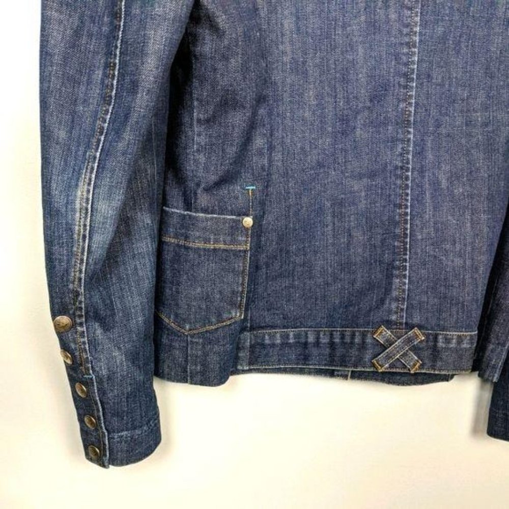 Faconnable Puffed Sleeve Denim Jacket Dark Wash S - Picture 6 of 9